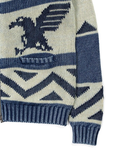 The DUFFER of ST.GEORGE（ザダファーオブセントジョージ）の「[INDIGO LABEL] COWICHAN KNIT：インディゴ カウチンニット（カーディガン/ボレロ・メンズ・インディゴブルー・MEDIUM/LARGE/X-LARGE）」の5枚目の写真