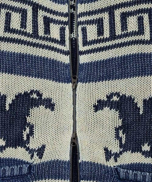 The DUFFER of ST.GEORGE（ザダファーオブセントジョージ）の「[INDIGO LABEL] COWICHAN KNIT：インディゴ カウチンニット（カーディガン/ボレロ・メンズ・インディゴブルー・MEDIUM/LARGE/X-LARGE）」の6枚目の写真