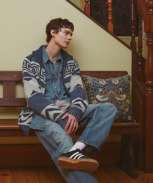 The DUFFER of ST.GEORGE（ザダファーオブセントジョージ）の「[INDIGO LABEL] COWICHAN KNIT：インディゴ カウチンニット（カーディガン/ボレロ・メンズ・インディゴブルー・MEDIUM/LARGE/X-LARGE）」の11枚目の写真