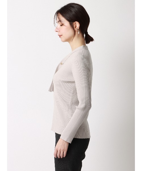 SUIT SQUARE(スーツスクエア)の「ボウタイプルオーバーリブニット 長袖 ウォッシャブル レーヨンストレッチ 無地(ニット/セーター・レディース・ネイビー/ライトグレー/ボルドー・38(9号))」の17枚目の写真