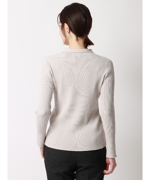 SUIT SQUARE(スーツスクエア)の「ボウタイプルオーバーリブニット 長袖 ウォッシャブル レーヨンストレッチ 無地(ニット/セーター・レディース・ネイビー/ライトグレー/ボルドー・38(9号))」の18枚目の写真