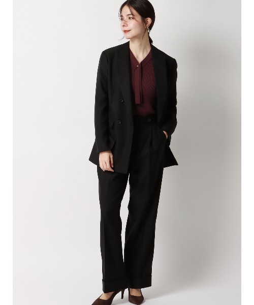 SUIT SQUARE(スーツスクエア)の「ボウタイプルオーバーリブニット 長袖 ウォッシャブル レーヨンストレッチ 無地(ニット/セーター・レディース・ネイビー/ライトグレー/ボルドー・38(9号))」の22枚目の写真