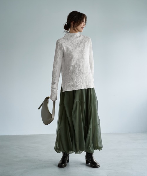 STYLE DELI（スタイルデリ）の「バブルシャーリングボトルネックトップス（Tシャツ/カットソー・レディース・ホワイト/ブラウン/ミント・FREE）」の17枚目の写真