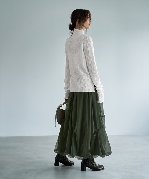 STYLE DELI（スタイルデリ）の「バブルシャーリングボトルネックトップス（Tシャツ/カットソー・レディース・ホワイト/ブラウン/ミント・FREE）」の18枚目の写真