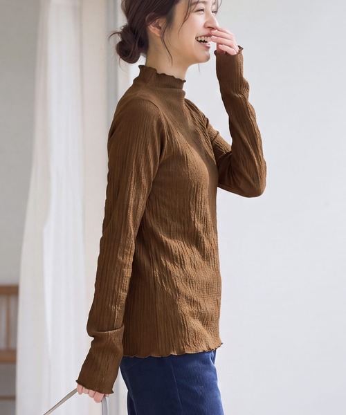 STYLE DELI(スタイルデリ)の「バブルシャーリングボトルネックトップス(Tシャツ/カットソー・レディース・ホワイト/ブラウン/ミント・FREE)」の12枚目の写真