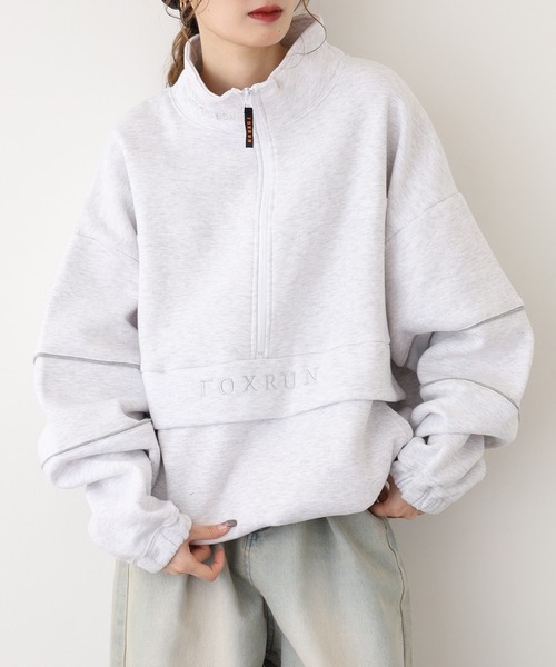 FOXRUN(フォックスラン)の「パイピング切替裏起毛スウェットハーフジップ(スウェット・メンズ・ネイビー/アッシュグレー/グレー/ブラック・L/M)」の5枚目の写真