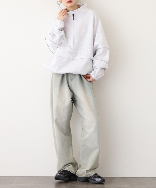 FOXRUN(フォックスラン)の「パイピング切替裏起毛スウェットハーフジップ(スウェット・メンズ・ネイビー/アッシュグレー/グレー/ブラック・L/M)」の8枚目の写真