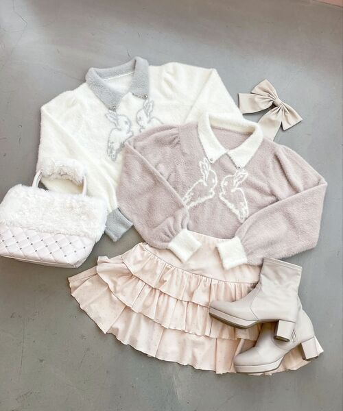MAJESTIC LEGON(マジェスティックレゴン)の「フワフワtwinsうさぎニット(ニット/セーター・レディース・ホワイト系その他2/ピンク系その他2・MEDIUM)」の2枚目の写真