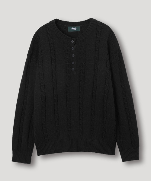 NODU（ノードユー）の「マイルドヘンリーネックラウンドニットTシャツ[ブラック]（Tシャツ/カットソー・メンズ・その他・MEDIUM/LARGE）」の6枚目の写真
