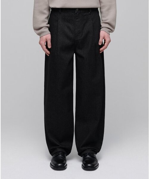 MUSINSA STANDARD（ムシンサスタンダード）の「ベルト付きセミバルーンデニムパンツ[ローブラック]（デニムパンツ・メンズ・その他・36/27/28/34/32/30/31/33/26）」の3枚目の写真