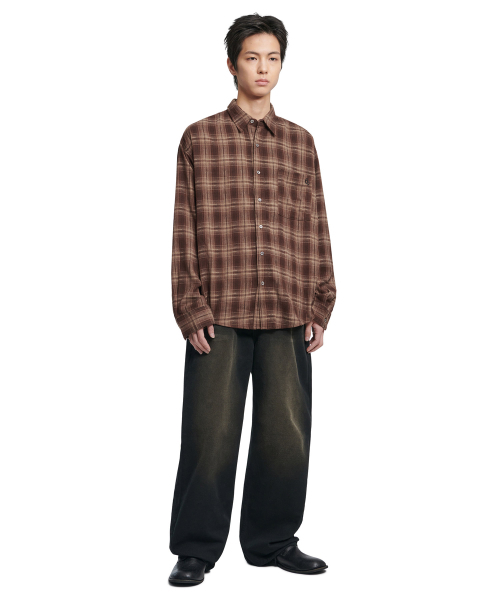 NOMANUAL(NOMANUAL)の「FLANNEL CHECK SHIRT - BROWN(シャツ/ブラウス・レディース・その他・LARGE/X-LARGE/MEDIUM)」の3枚目の写真