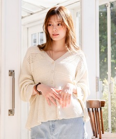peplum sheer cardigan / ペプラムシアーカーディガン（カーディガン