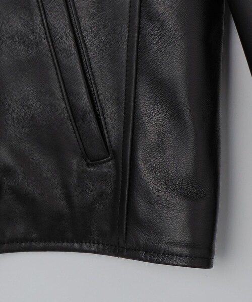 SHIPS（シップス）の「SHIPS: ラムレザー シングル ライダース ジャケット 25FW（ライダースジャケット・メンズ・ブラック・MEDIUM/LARGE）」の12枚目の写真