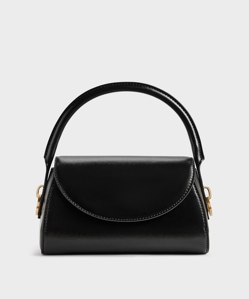 CHARLES & KEITH(チャールズ & キース)の「Kaila カイラ フラップトップハンドルバッグ(ハンドバッグ・レディース・ブラック/ワインレッド・S)」の1枚目の写真