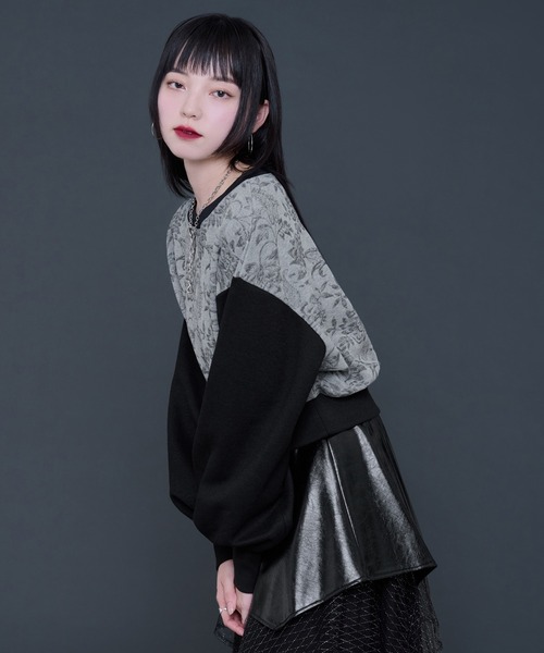 Ellno de Mavie（エルノデメヴィ）の「ガラキリカエカットプルオーバー（Tシャツ/カットソー・レディース・ライトグレー/ブラック・FREE）」の19枚目の写真