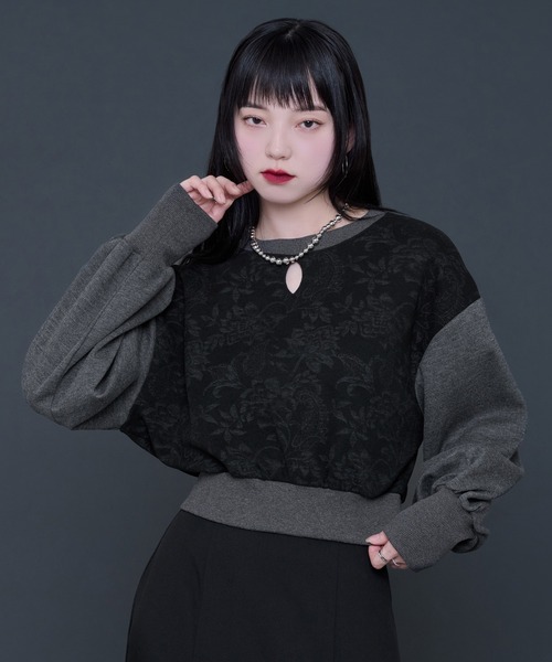 Ellno de Mavie（エルノデメヴィ）の「ガラキリカエカットプルオーバー（Tシャツ/カットソー・レディース・ライトグレー/ブラック・FREE）」の7枚目の写真