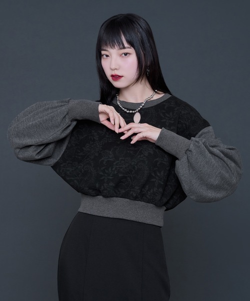 Ellno de Mavie（エルノデメヴィ）の「ガラキリカエカットプルオーバー（Tシャツ/カットソー・レディース・ライトグレー/ブラック・FREE）」の8枚目の写真