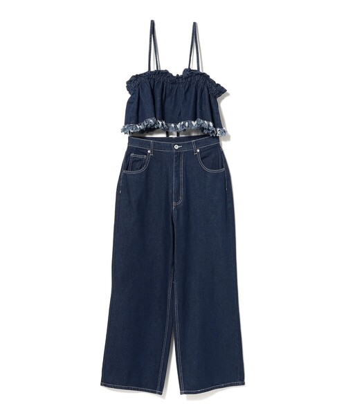 BEAMS HEART(ビームスハート)の「【セットアイテム】フリル デニム ビスチェ × パンツ(つなぎ/オールインワン・レディース・インディゴブルー/サックスブルー・FREE)」の16枚目の写真