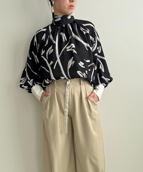 LHELBIE（レルビエ）の「アソートボウタイブラウス（シャツ/ブラウス・レディース・ブラウン/ホワイト×ブラック/ブラック/オフホワイト・M）」の21枚目の写真