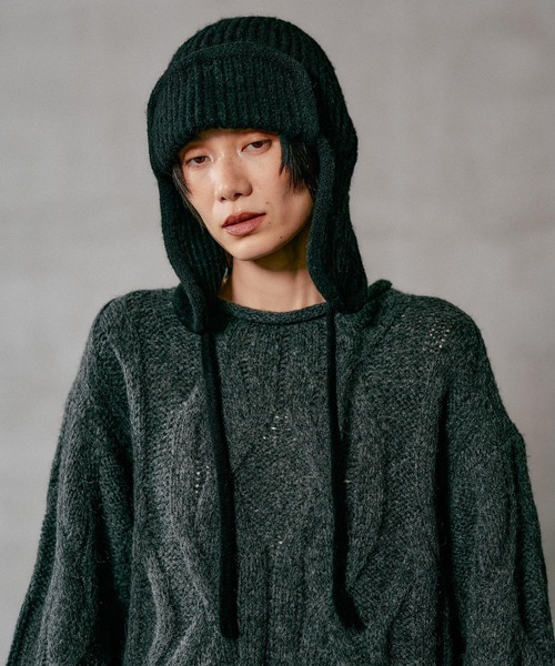 LEPSIM（レプシィム）の「フライトニットキャップ　598104（ニットキャップ/ビーニー・レディース・ブラック/グレー・ONE SIZE）」の2枚目の写真