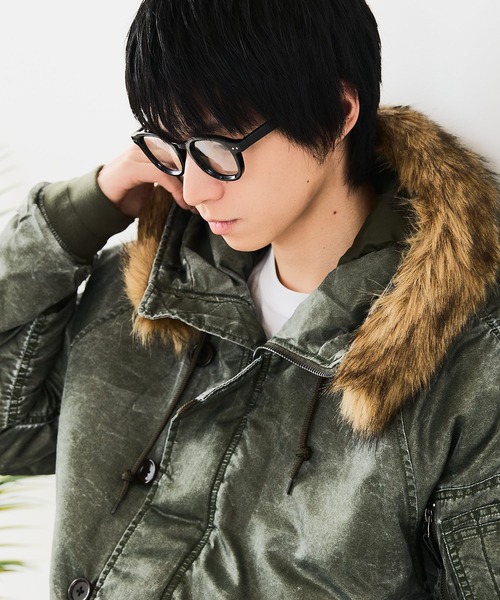 UNIIT(ユニット)の「【UNIIT/ユニット】ヴィンテージナイロンN-2B オーバーサイズ 古着加工 衿ファー(ミリタリージャケット・メンズ・カーキ/スミクロ・LARGE/MEDIUM/X-LARGE)」の2枚目の写真