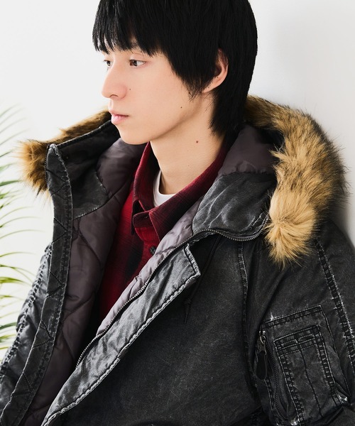 UNIIT(ユニット)の「【UNIIT/ユニット】ヴィンテージナイロンN-2B オーバーサイズ 古着加工 衿ファー(ミリタリージャケット・メンズ・カーキ/スミクロ・LARGE/MEDIUM/X-LARGE)」の11枚目の写真