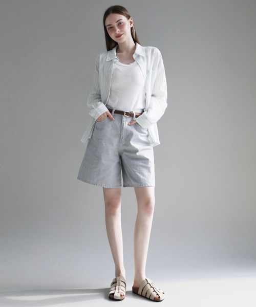 SLOWLOLLI（スローローリ）の「Flow stripe shirt_3 Colors（シャツ/ブラウス・レディース・ブルー/グリーン/Beige・FREE）」の6枚目の写真