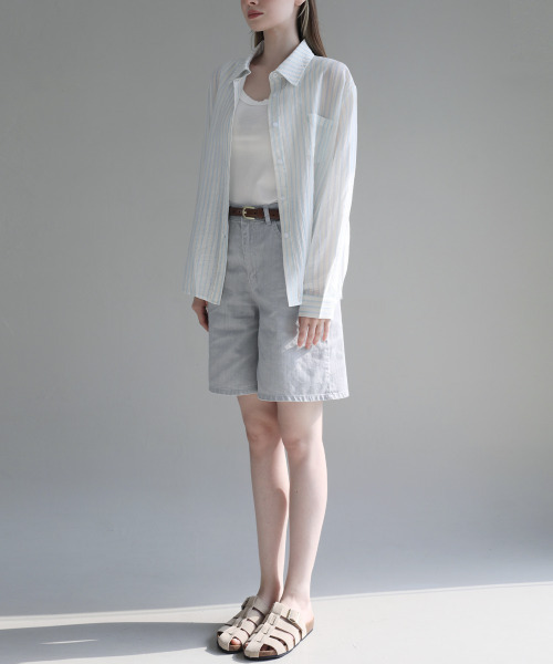 SLOWLOLLI（スローローリ）の「Flow stripe shirt_3 Colors（シャツ/ブラウス・レディース・ブルー/グリーン/Beige・FREE）」の7枚目の写真