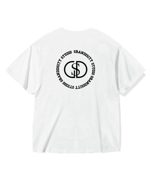 GRANDIOSITY(グランディオシティ)の「サークルスタジオロゴオーバーサイズ半袖Tシャツ(ホワイト)(Tシャツ/カットソー・メンズ・その他・FREE)」の1枚目の写真