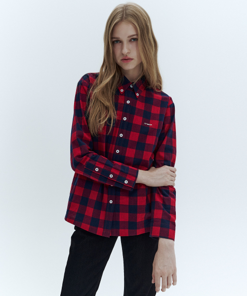 CITYBREEZE(シティブリーズ)の「ポップグリッドチェックシャツ_RED(シャツ/ブラウス・レディース・レッド・MEDIUM/SMALL)」の4枚目の写真