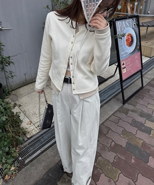 nananamoe(ナナナモエ)の「shell button layered color tops(カーディガン/ボレロ・レディース・チャコールグレー/杢グレー/ホワイト系その他/レッド・FREE)」の12枚目の写真