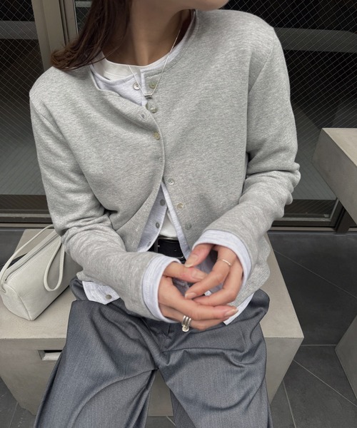 nananamoe(ナナナモエ)の「shell button layered color tops(カーディガン/ボレロ・レディース・チャコールグレー/杢グレー/ホワイト系その他/レッド・FREE)」の22枚目の写真
