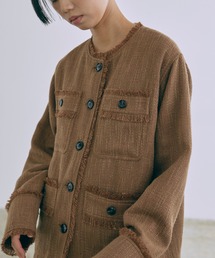 EN NEUME（エンノイム）の「Classic Tweed Over Jacket（ノーカラージャケット）」