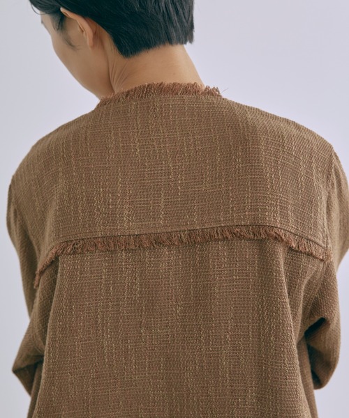EN NEUME(エンノイム)の「Classic Tweed Over Jacket(ノーカラージャケット・レディース・ブラック/アイボリー/ブラウン・FREE)」の19枚目の写真