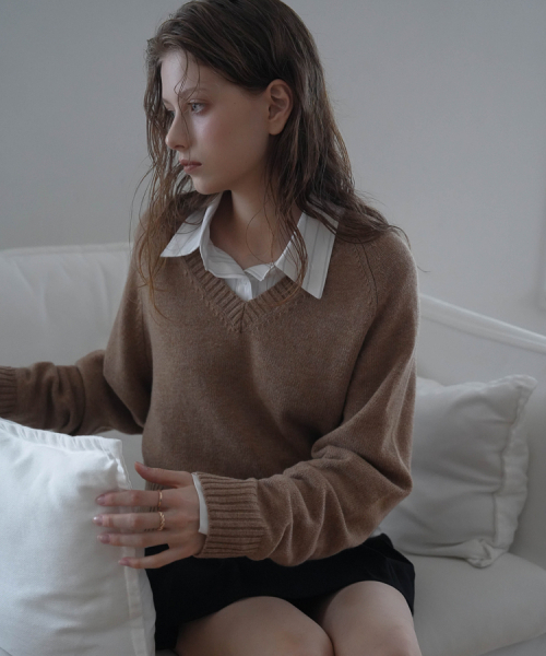 DEHEVE（デヘヴェ）の「Wool V-neck Knit [Beige]（ニット/セーター・レディース・Beige・FREE）」の5枚目の写真