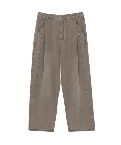 UNGIMMICK(アンジミック)の「BRUSHED TUCK WIDE DENIM PANTS (ASH BROWN)(デニムパンツ・メンズ・その他・MEDIUM/LARGE)」の1枚目の写真