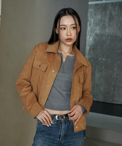 ビーガンスエードトラッカージャケット（キャメル）