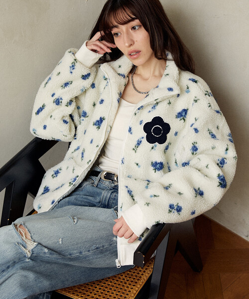 MARY QUANT × PUBLUX/マリークワント 花柄 ボアブルゾン 限定展開