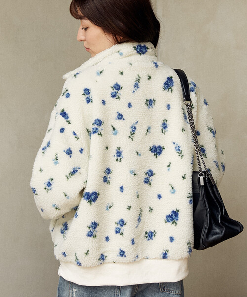 PUBLUX（パブリュクス）の「MARY QUANT × PUBLUX/マリークワント 花柄 ボアブルゾン　限定展開（その他アウター・レディース・オフホワイト/ベージュ・ﾌﾘ-）」の5枚目の写真