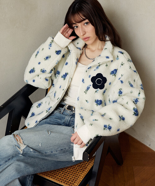 MARY QUANT × PUBLUX/マリークワント 花柄 ボアブルゾン 限定展開