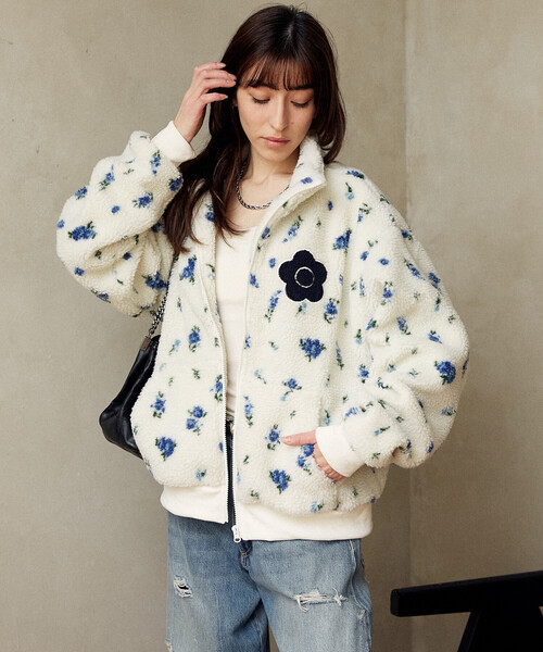 PUBLUX（パブリュクス）の「MARY QUANT × PUBLUX/マリークワント 花柄 ボアブルゾン　限定展開（その他アウター・レディース・オフホワイト/ベージュ・ﾌﾘ-）」の7枚目の写真