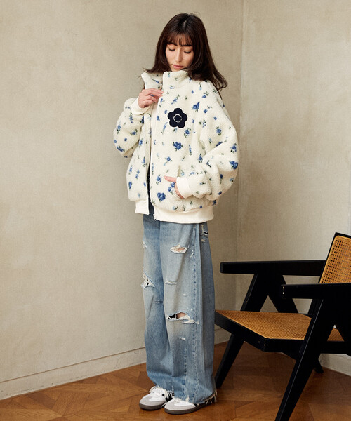 MARY QUANT × PUBLUX/マリークワント 花柄 ボアブルゾン 限定展開