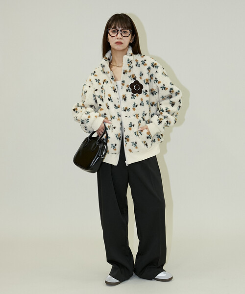 MARY QUANT × PUBLUX/マリークワント 花柄 ボアブルゾン 限定展開