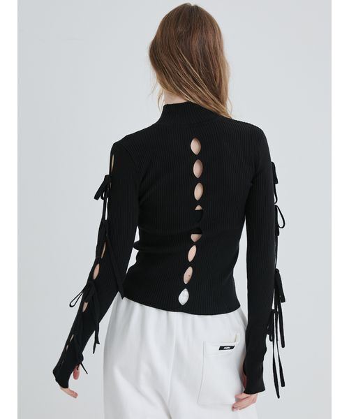 SORIN(ソリン )の「Ribbon Eyelet Top/リボンアイレットトップ(ニット/セーター・レディース・レッド/ホワイト/ブラック・38)」の5枚目の写真