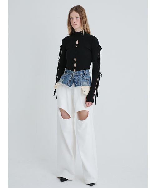 SORIN(ソリン )の「Ribbon Eyelet Top/リボンアイレットトップ(ニット/セーター・レディース・レッド/ホワイト/ブラック・38)」の6枚目の写真