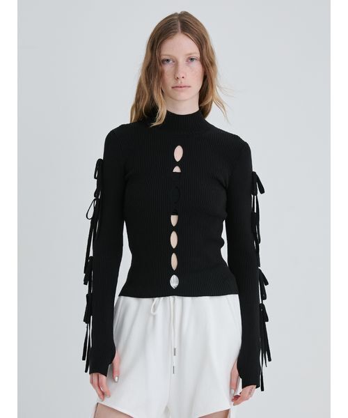 SORIN(ソリン )の「Ribbon Eyelet Top/リボンアイレットトップ(ニット/セーター・レディース・レッド/ホワイト/ブラック・38)」の9枚目の写真
