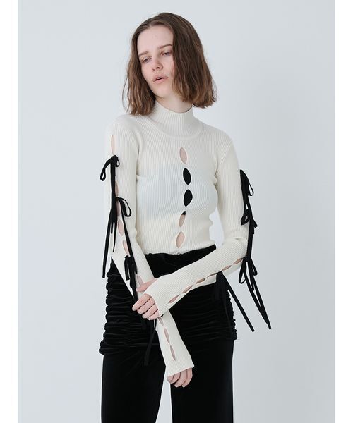 SORIN(ソリン )の「Ribbon Eyelet Top/リボンアイレットトップ(ニット/セーター・レディース・レッド/ホワイト/ブラック・38)」の11枚目の写真