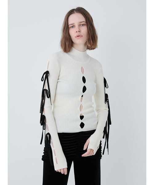 SORIN(ソリン )の「Ribbon Eyelet Top/リボンアイレットトップ(ニット/セーター・レディース・レッド/ホワイト/ブラック・38)」の12枚目の写真