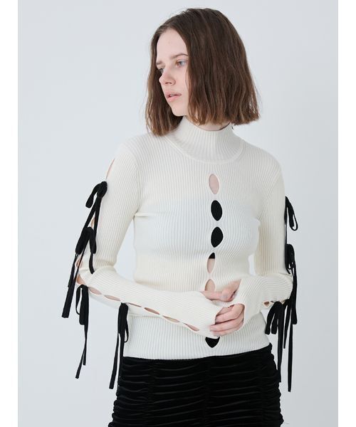 SORIN(ソリン )の「Ribbon Eyelet Top/リボンアイレットトップ(ニット/セーター・レディース・レッド/ホワイト/ブラック・38)」の13枚目の写真