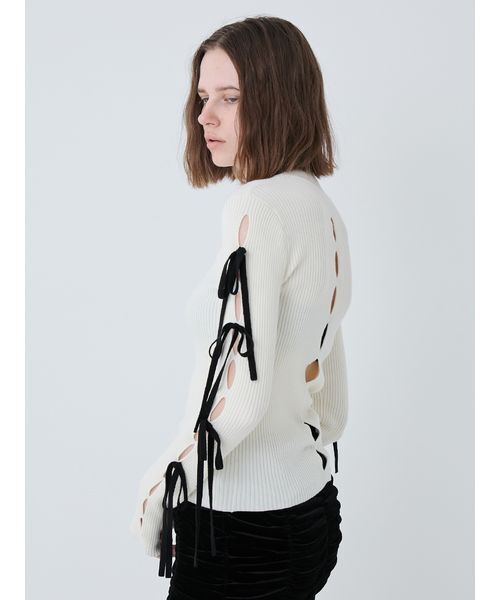 SORIN(ソリン )の「Ribbon Eyelet Top/リボンアイレットトップ(ニット/セーター・レディース・レッド/ホワイト/ブラック・38)」の14枚目の写真